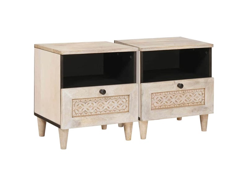  Table de chevet avec tiroir 2 pièces beige 40 x 33 x 46 cm  - Conforama B