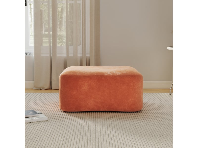  Repose-pied modulaire avec assise en mousse haute élasticité et design sans cadre, en velours orange 96 × 69 × 45 cm  - Conforama D