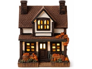 Maison décorative lumineuse en résine, style vintage – modèle harvest, led lumière chaude, alimentation par pile