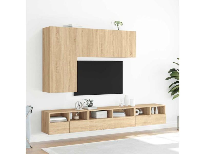  Meuble tv - banc tv - meuble de rangement mural chêne sonoma 60x30x30 cm bois d'ingénierie  - Conforama D