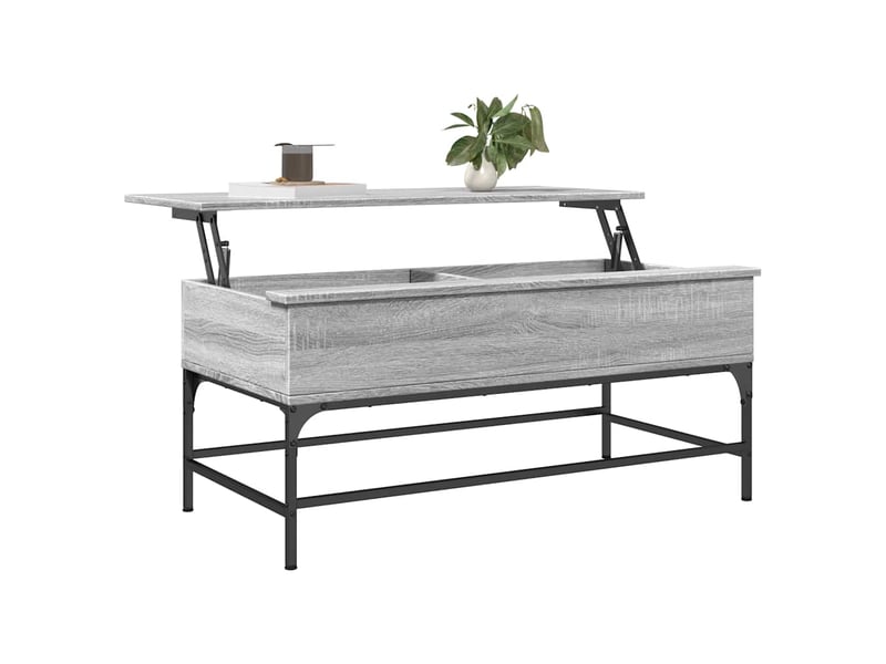 Table basse - table de salon - table à thé sonoma gris 100x50x45 cm bois d'ingénierie et métal  - Conforama D