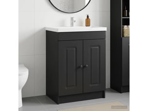 Armoire sous évier de salle de bain, meuble de rangement noir 56x37.5x81 cm shl7