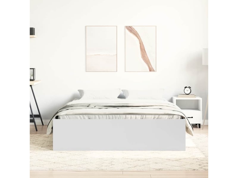  Lit double- lit adulte -  cadre de lit sans matelas blanc 150x200 cm  - Conforama C