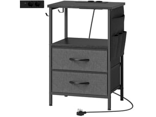 Console avec 2 tiroirs, niche ouverte, prise secteur et ports usb pour salon et chambre, 40 × 30 × 60 cm