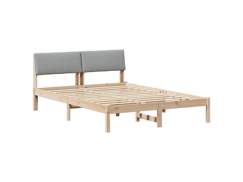 Lit double- lit adulte -  cadre de lit avec tête de lit marron et gris clair 135 x 190 cm  - Conforama A