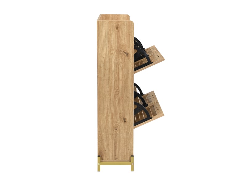  Meuble à chaussures 4 portes avec rangement et plateau pour entrée en mdf 108,5×24×100 cm bois  - Conforama D