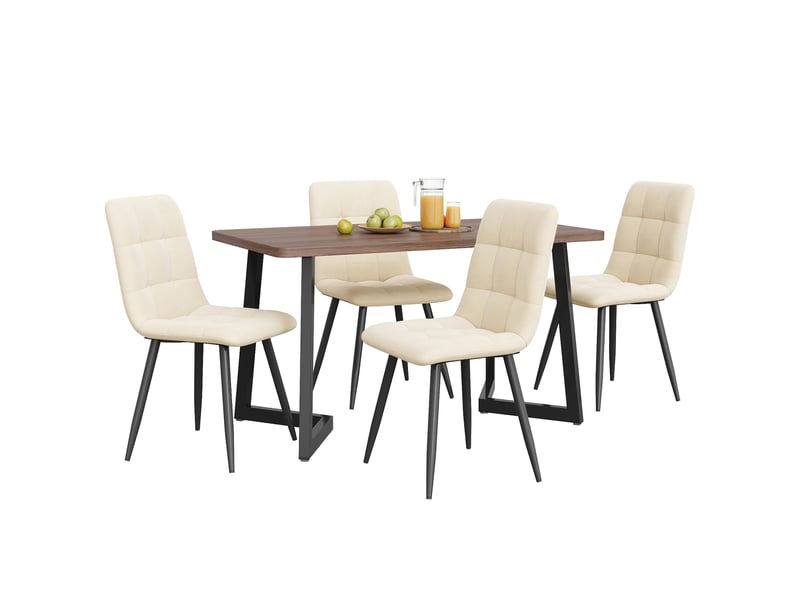  Ensemble table et 4 chaises 117x68x75 cm décor noyer et beige  - Conforama A