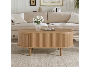 Table basse ovale coloris naturel <strong></strong> <strong></strong> - 48 cmx100 cm