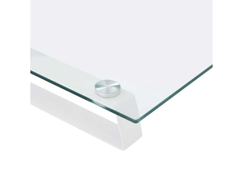  Support de moniteur table meuble bureau 80 x 35 x 8 cm verre trempé et métal blanc 02_0044903  - Conforama E