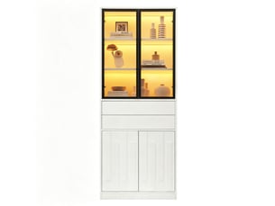 Vitrine coloris blanc 2 étagère(s) SAPGAKS - 70 cmx180 cm