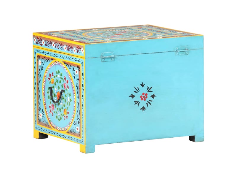  Boîte de rangement peinte à main 50x40x40 cm bois manguier massif  - Conforama E