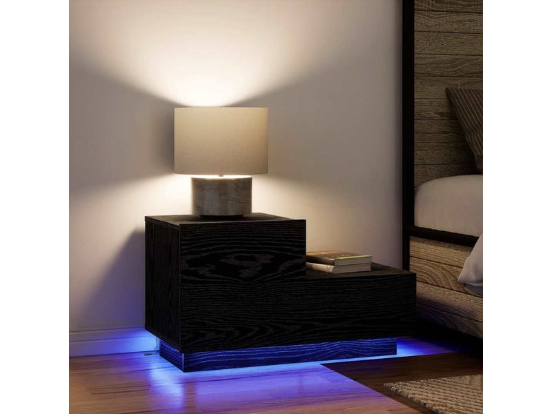  Table de chevet - cabinet de chevet - table de nuit chêne noir 70 x 36 x 40,5 cm  - Conforama C