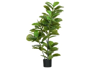 Plante artificielle ficus avec 90 feuilles réalistes et pot stable pour intérieur et extérieur en plastique vert