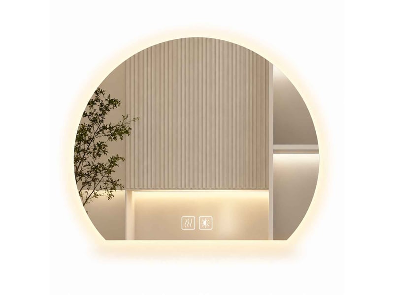 Miroir salle de bain led forme arche 50 × 43 cm, éclairage 3 couleurs à intensité variable et fonction antibuée tactile - Conforama A