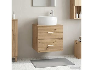 Vanité de lavabo mural, meuble de rangement chêne artisanal 49.5x44.5x66 cm shl8761