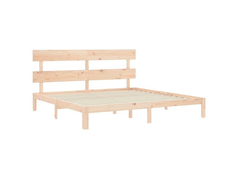  Lit double- lit adulte -  cadre de lit sans matelas 200x200 cm bois massif de pin  - Conforama D