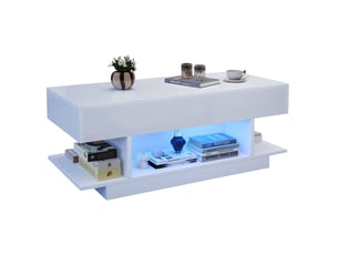 Table basse rectangulaire coloris blanc <strong>BEAUNIV</strong> <strong></strong> - 45 cmx98 cm