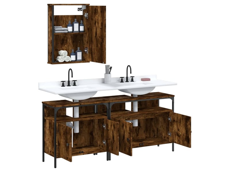 Ensemble de meubles de salle de bain 3 pcs chêne fumé - Conforama D