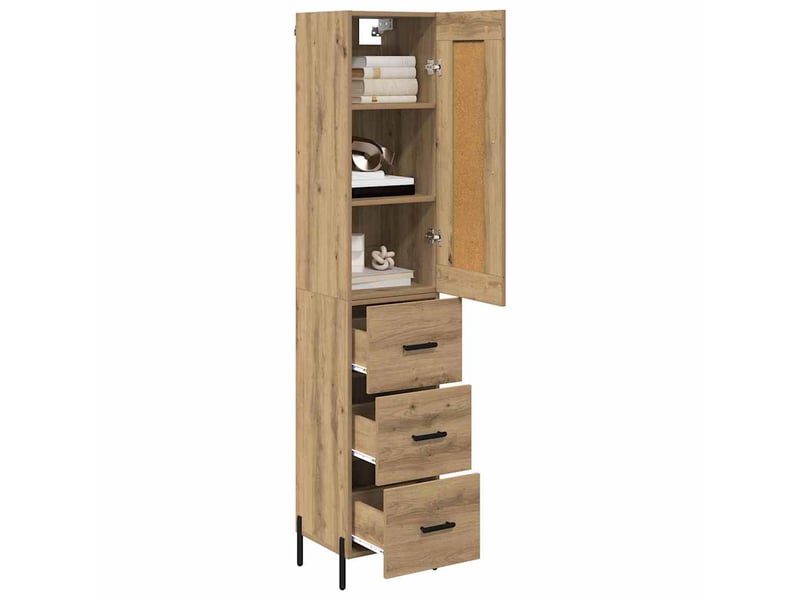 Buffet - haut armoire chêne artisanal 34,5 x 34 x 180 cm - Conforama C