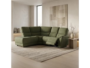 Canapé d'angle relax électrique en tissu vert - angle gauche