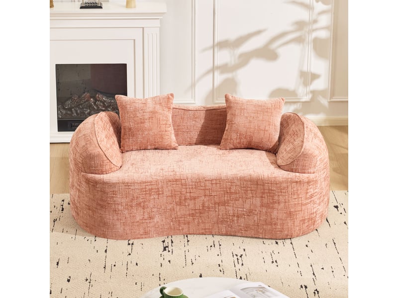  Canapé droit 2 places rose compressé 170x87x65 cm avec accoudoirs, 2 coussins, prêt à l'emploi pour salon ou chambre W3498P342197 - Conforama B