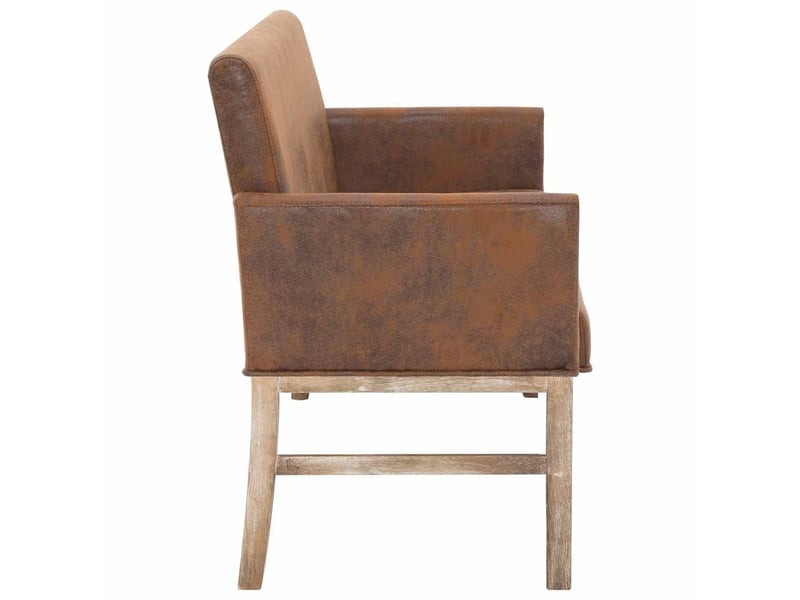  Banc d'entrée, banc d'intérieur avec accoudoir 140 cm marron similicuir daim  - Conforama D