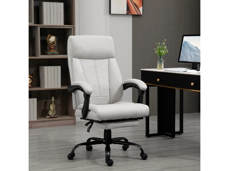  Fauteuil de bureau massant, fauteuil d'ordinateur, chauffage lombaire, fonction d'inclinaison, gris clair  - Conforama C