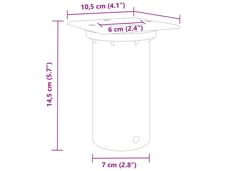  Lampe au sol d'extérieur carrée 10,5 x 10,5 x 14,5 cm éclairage polyvalent décoratif en aluminium noir 02_0056640  - Conforama E