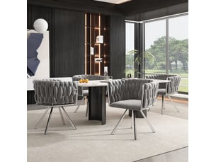 Lot de 4 fauteuils 59x54x72 cm en velours gris, pivotants à 360°, style actuel, pieds en acier argenté
