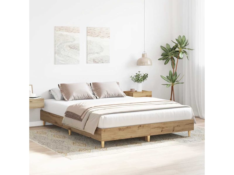  Lit double- lit adulte -  cadre de lit sans matelas chêne artisanal 150x200 cm  - Conforama B