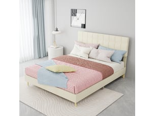 Lit 2 places 140x200 cm coloris beige