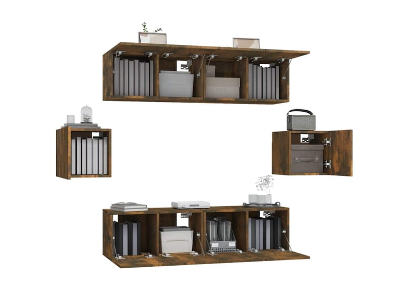 Ensemble de meubles tv 6 pcs chêne fumé bois d'ingénierie shl37156  - Conforama D