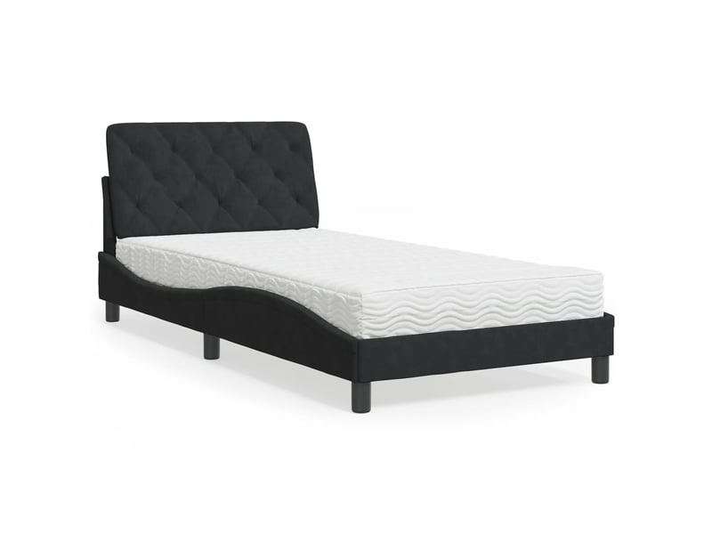 Lit avec matelas noir 100x200 cm velours  - Conforama B