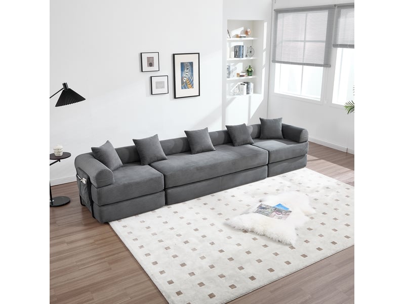  Canapé modulaire 270x180x64 cm 4 places gris foncé  - Conforama C