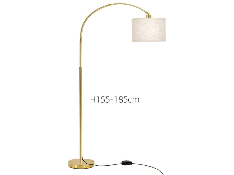  Lampadaire doré salon, lampe à arc abat-jour en lin beige（aucune source de lumière）  - Conforama A