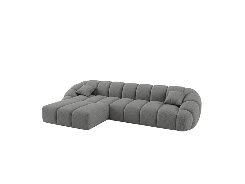 Canapé bulle angle gauche en tissu chenille et bois renforcé gris - serena - morphea - Conforama A