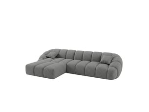 Canapé bulle angle gauche en tissu chenille et bois renforcé gris - serena - morphea