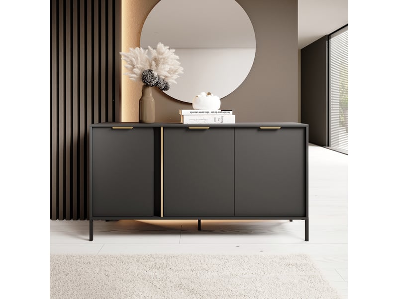  Buffet hamagami, buffet 3 étagères, 153x40x81h cm noir Hamagami - Conforama B