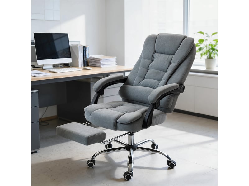 Fauteuil de bureau massant et chauffant, chaise de bureau, 70x65x119cm, gris foncé - Conforama D