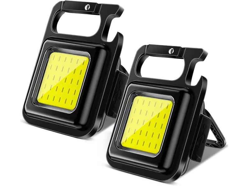 Ensemble de 2 lampes torches led rechargeables, mini lampe de travail led, lampe torche porte-clés cob 800 lumens, étanche et rechargeable - Conforama A