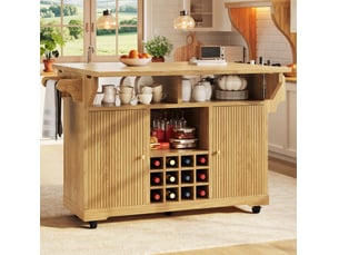 Desserte de cuisine mobile avec rangements et extensions rabattables 142,5 x 80 x 95 cm cravdom