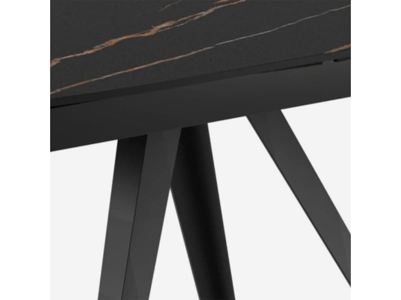  Table de salle à manger extensible en céramique spin - effet marbre noir  - Conforama C