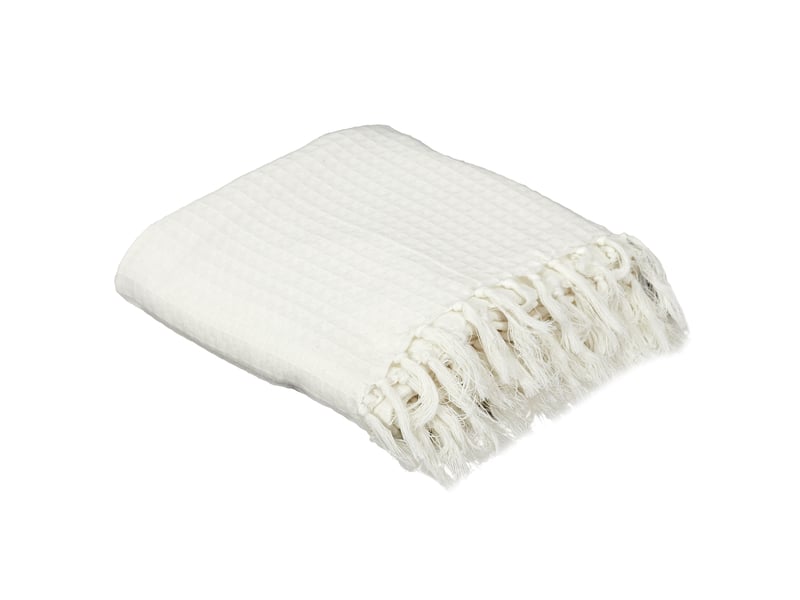 Plaid En Coton Bouclé 130x170 Cm - Beige Sable - Coffret Cadeau Avec Sachet De Lavande
