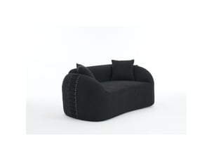 Canapé modulaire 2 places courbe 155x90 cm – noir – chenille, 2 coussins, livré compressé sans montage