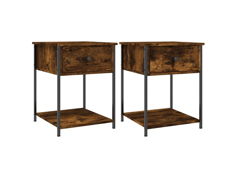  Lot de 2 tables de chevet - cabinet de chevet - table de nuit chêne fumé 44x45x58 cm bois d’ingénierie  - Conforama A