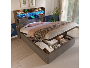 Lit coffre 90x200 cm <strong></strong>  <strong></strong> coloris gris