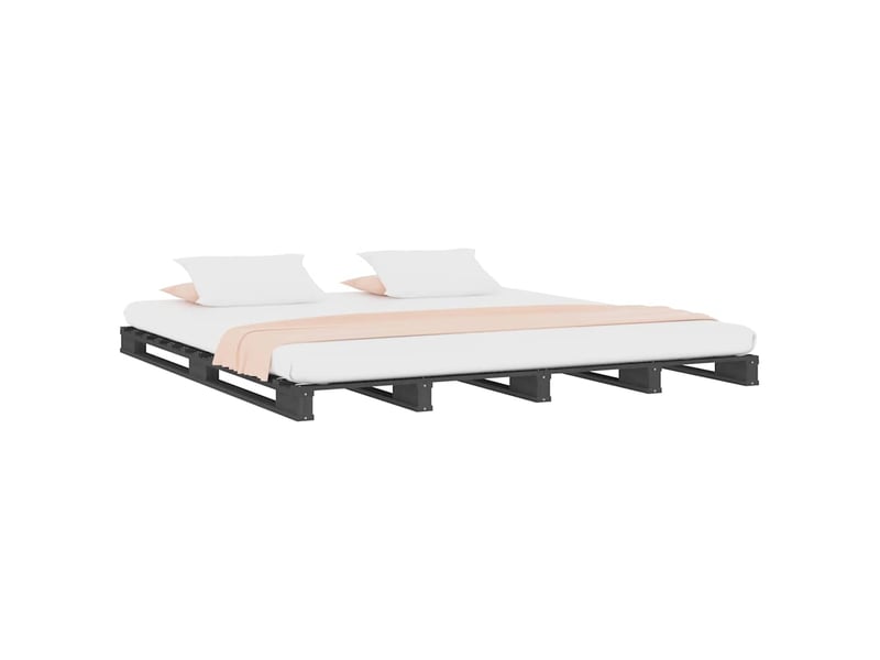  Lit double- lit adulte -  lit de palette sans matelas gris bois massif  - Conforama B