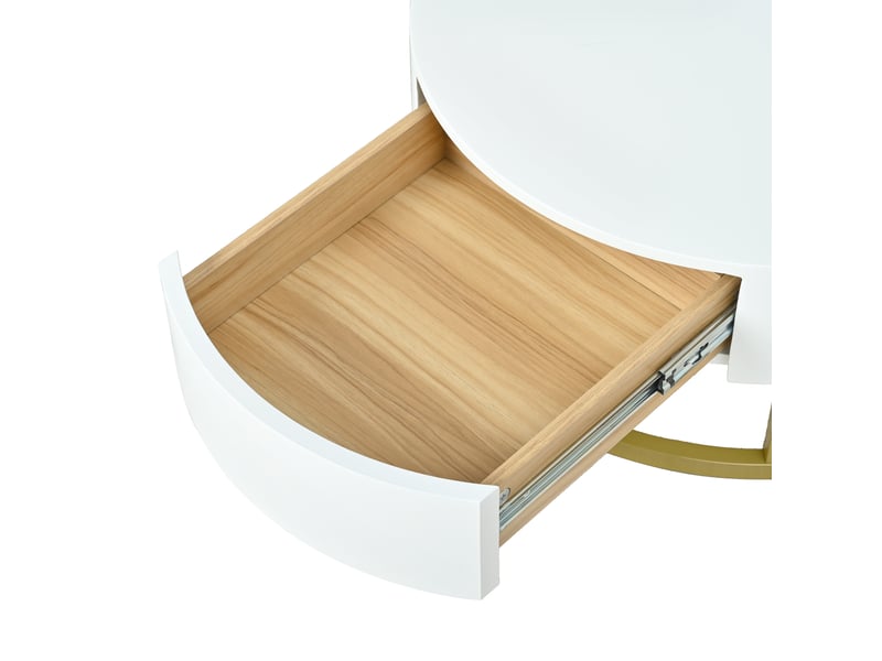  Tables basses gigognes rondes avec plateau relevable et tiroir pour salon en mdf 70×70×56 et 60×60×27 cm blanc et or  - Conforama D