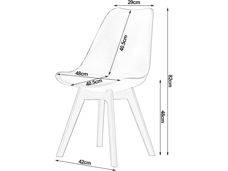  Lot de 6 chaises de salle à manger. Pied en bois. Assise en similicuir. Style nordique. Gris  - Conforama D