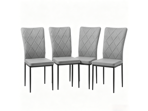 Lot de 4 chaises de salle à manger rembourrées avec dossier haut et pieds métalliques en velours gris foncé